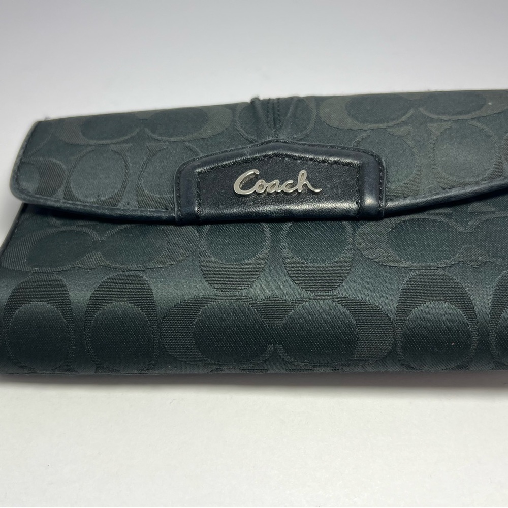 Authentic Coach Ashley Signature Black Trifold Wallet
